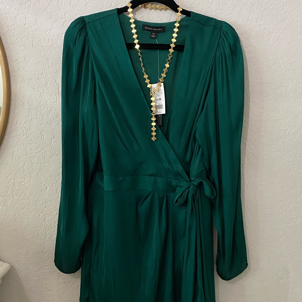 Emerald silk dress